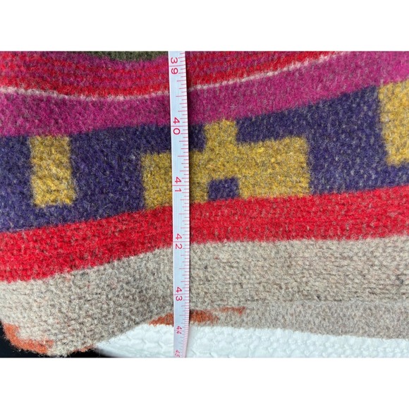 Vintage Circle T Blanket Coat Wool Blend Multi Southwestern Aztec Shawl Women S - Picture 12 of 12
